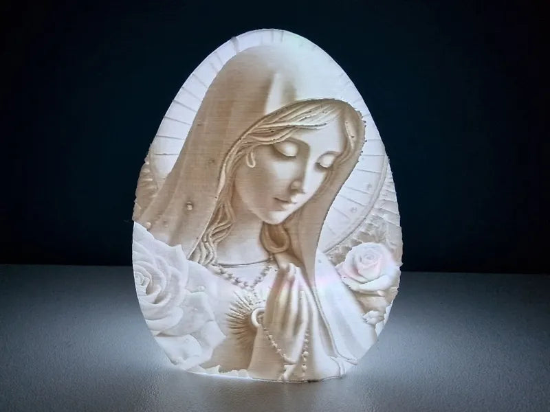 Mary Praying Lithophane Egg Tea Light