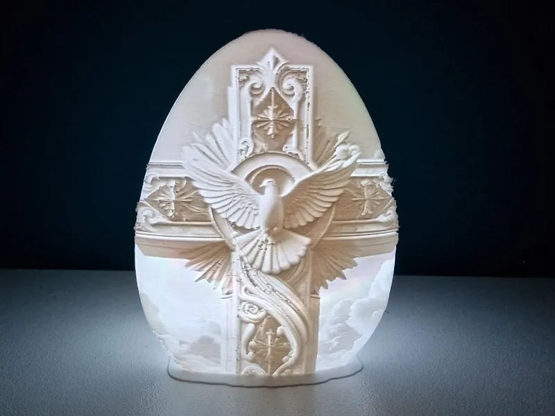 Dove on the Cross Lithophane Egg Tea Light