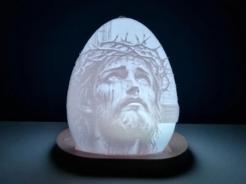 Face of Jesus with Thorns Lithophane Egg Tea Light